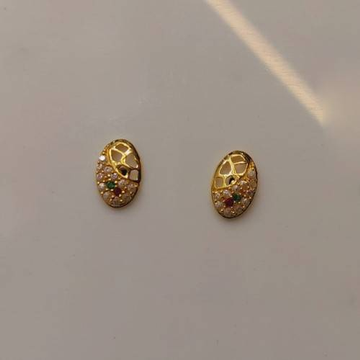Gold Oval Shape Earring by D.M. Jewellers
