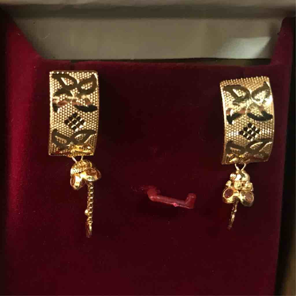 22ct fancy plain gold cnc earrings